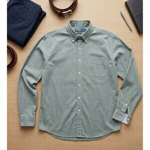 Polo by Ralph Lauren Size large Button-Up Shirt Long Sleeve Gray Check 100% Cott